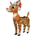 Rudolph 24 In. Incandescent Rudolph with Santa Hat Holiday Yard Art Image 1